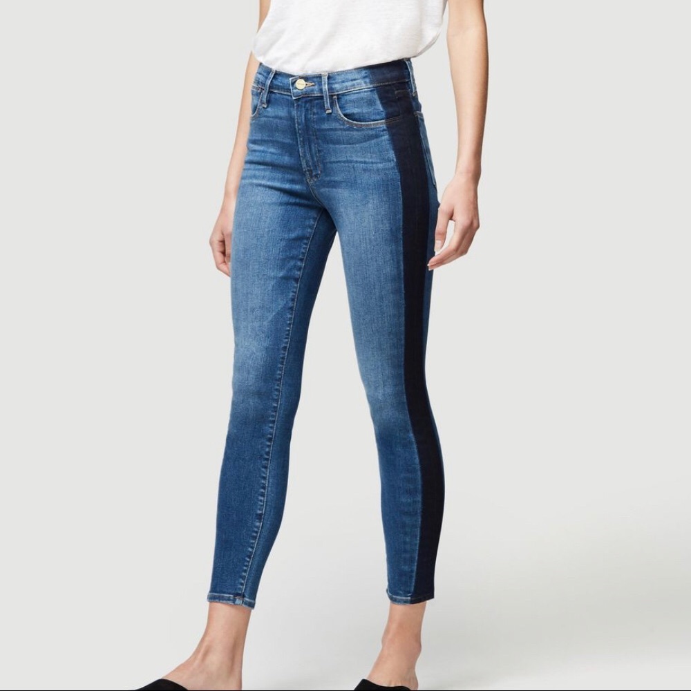 FRAME Women's Blue Le High Skinny Crop Tuxedo Jean